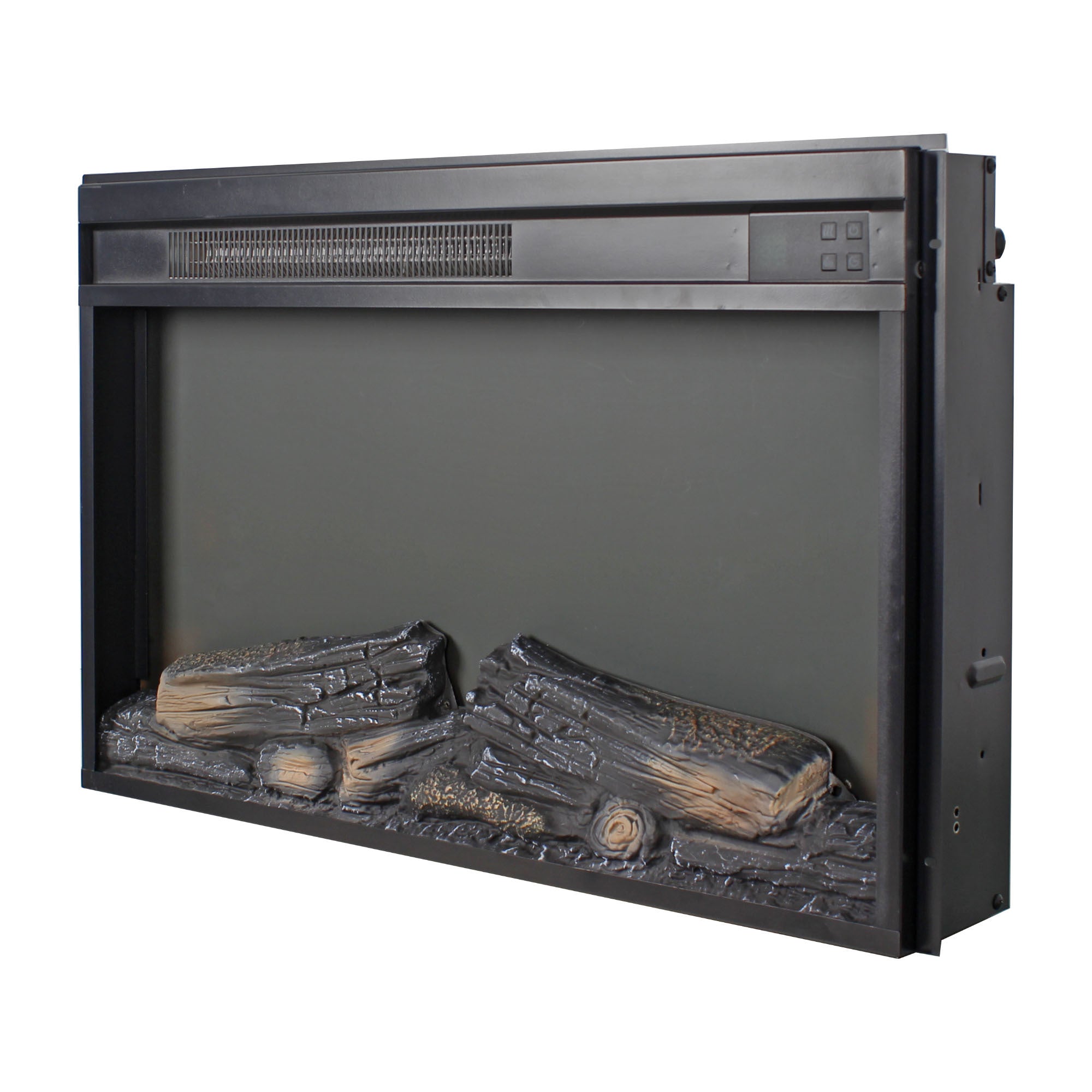 26 inch electric fireplace insert, ultra thin heater with log set & realistic flame, remote control with timer, overheating protection - Grand Goldman Shop