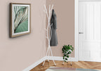 Coat Rack, Hall Tree, Free Standing, 11 Hooks, Entryway, 74'h, Bedroom, White Metal, Contemporary, Modern - Grand Goldman Shop