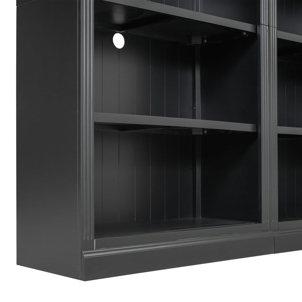 83.4' Tall Wood Bookcase with light strip,5-Tier Decor Bookshelves with Adjustable Shelves,Storage Organizer for CDs/Books/Mo