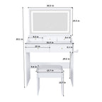 Modern White Vanity Desk with Large Mirror, Power Outlet & Hair Dryer Holder, Adjustable Lighting, 5 Drawers - Grand Goldman Shop
