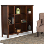 Artisan Transitional 12 Cube Storage in Russet Brown with Solid Wood Construction and Glazed Finish - Grand Goldman