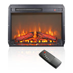 23 inch electric fireplace insert, ultra thin heater with log set & realistic flame, remote control with timer, overheating protection - Grand Goldman Shop