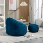 Bedding Bean Bag Sofa Chair with High-Pressure Foam and Footrest, Blue Microfiber - Grand Goldman Shop