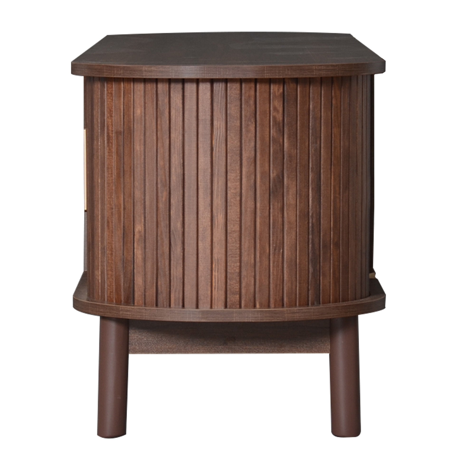 Modern Farmhouse TV Stand for 75' TVs, Wood Entertainment Center with Storage Cabinet, TV Console Table for Living Room, Bedroom in Dark Brown with Solid Wood Legs and MDF Construction - Grand Goldman Shop