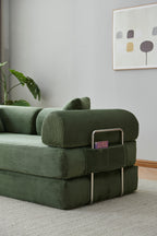 78.8' Compression Sofa,Convertible Floor Sofa Bed-with Pillow Back Support Armrest,Comfy Futon Couch Sleeper Bed,Loveseats Boneless Modular Sectional Sofa,Corduroy fabric,for Living Room,Bedroom,Green - Grand Goldman Shop