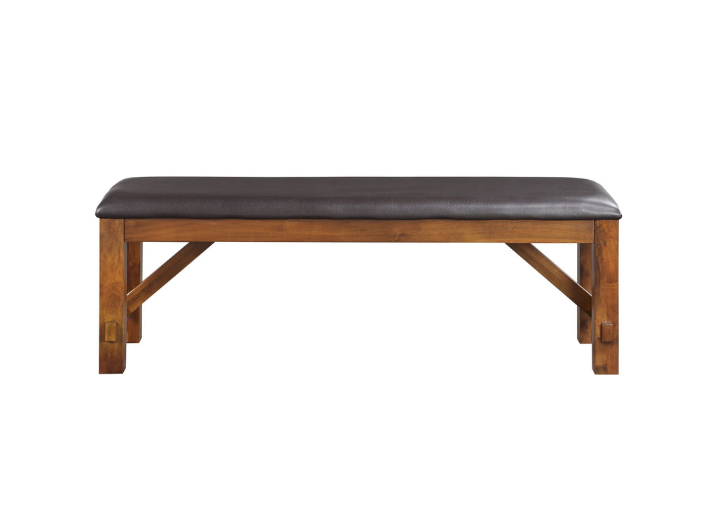 Espresso and Walnut Bench with Padded Seat - Grand Goldman Shop