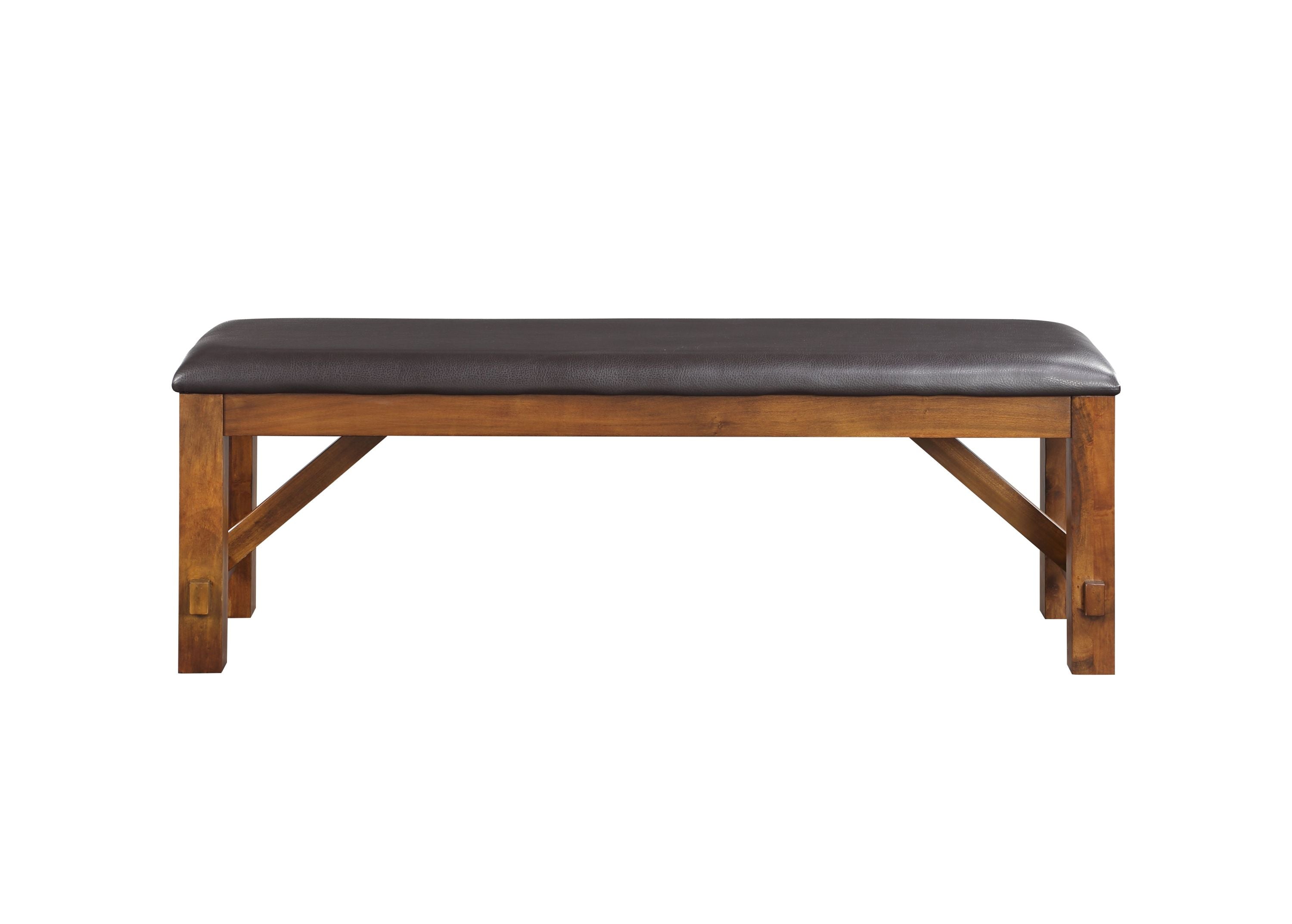 Espresso and Walnut Bench with Padded Seat - Grand Goldman Shop