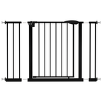 Black Pressure-Mounted Baby Gate for Stairs and Doorways, 29.5-44.1' Wide, Steel and ABS Construction, Easy Walk-Through Safe
