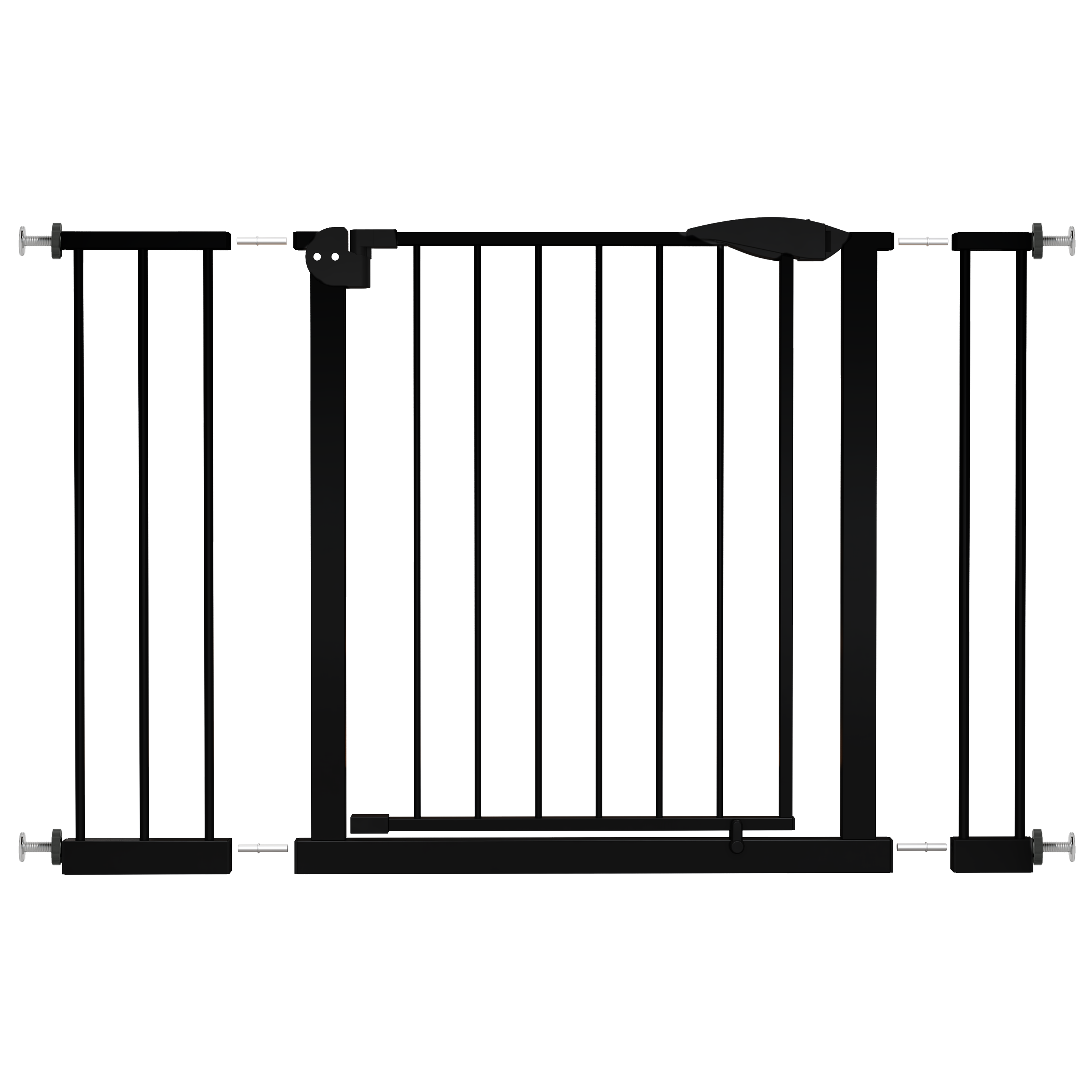 Black Pressure-Mounted Baby Gate for Stairs and Doorways, 29.5-44.1' Wide, Steel and ABS Construction, Easy Walk-Through Safe