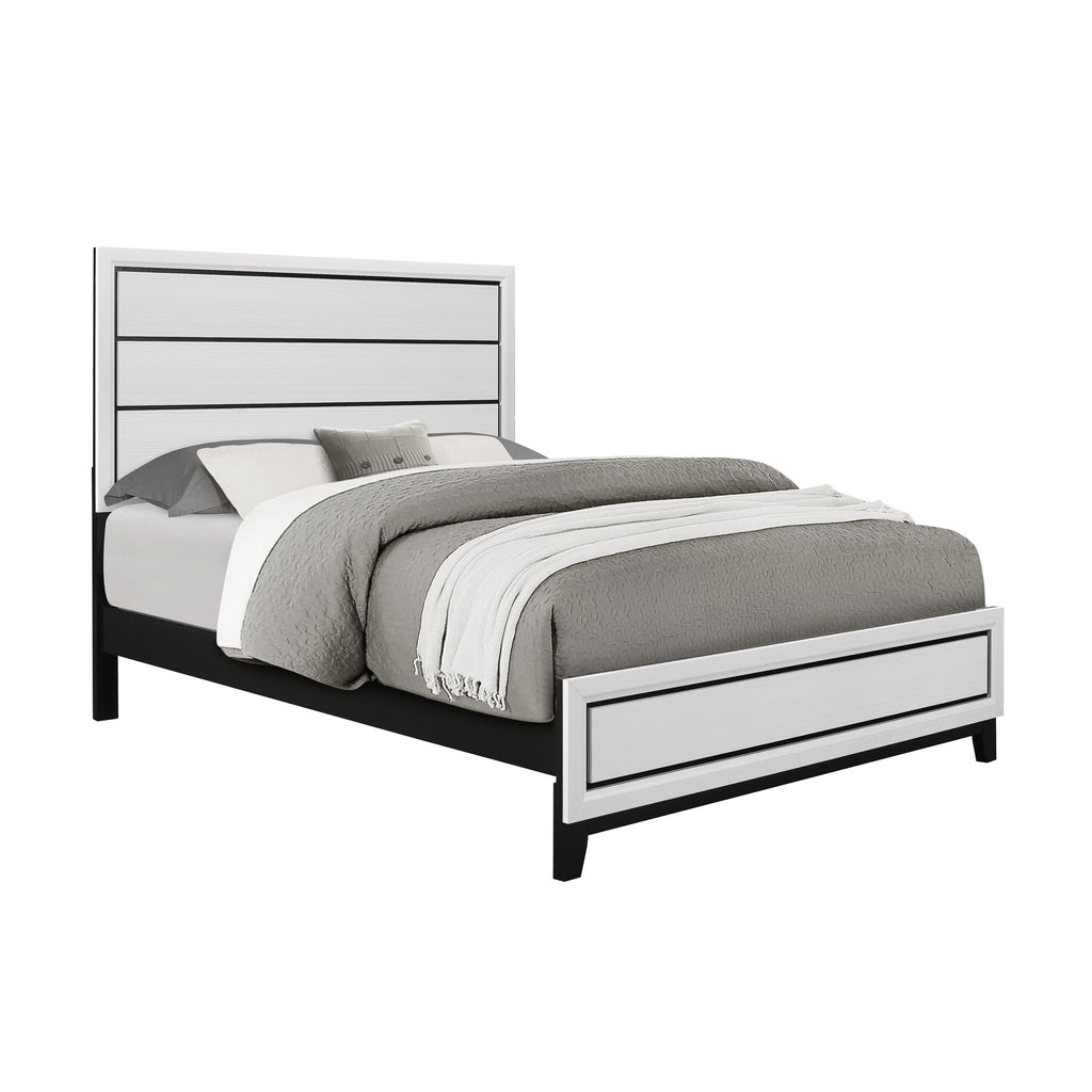 MIRAGE White 5PC King Bedroom Set with Rubber Wood and Slats - Grand Goldman Shop