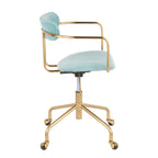 Contemporary Office Chair in Gold Metal and Light Blue Velvet | Premium Home Decor - Grand Goldman