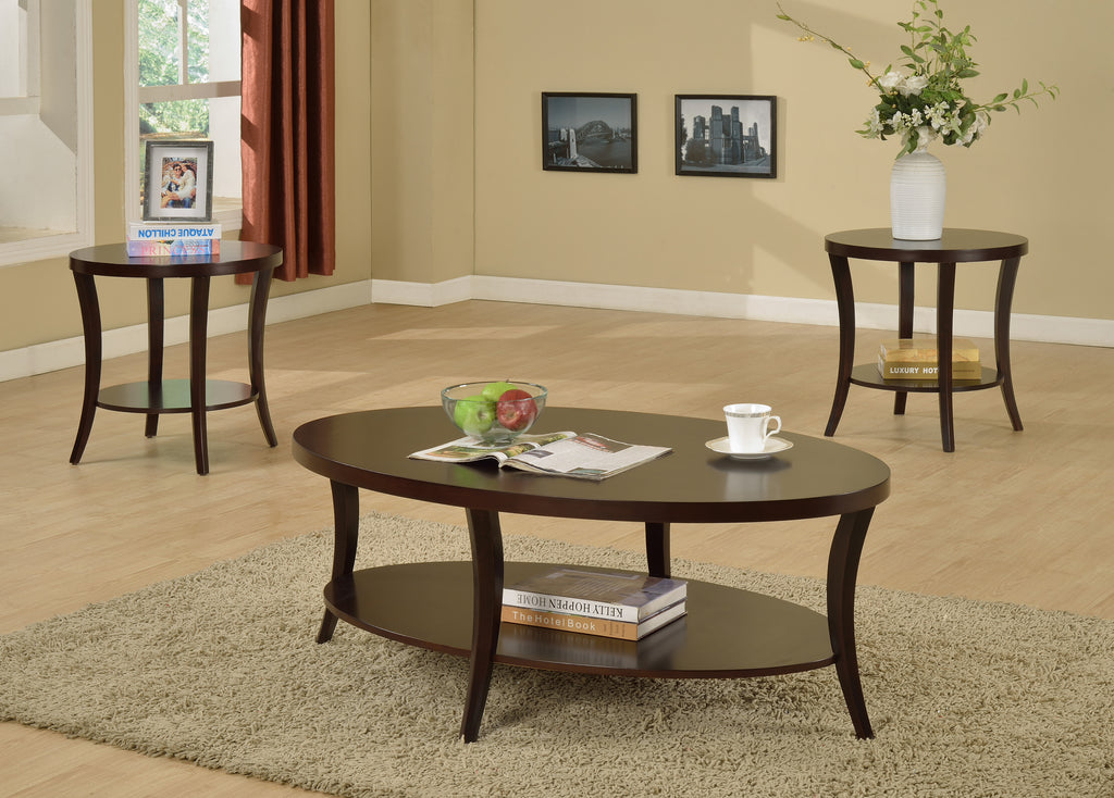 Perth Contemporary Round Shelf End Table, Espresso - Grand Goldman Shop