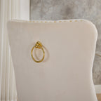 A&A Furniture, Nikki Collection Modern, High-end Tufted Solid Wood Contemporary Velvet Upholstered Dining Chair with golden Wood Legs Nailhead Trim 2-Pcs Set, Milky White,SW1401MW - Grand Goldman Shop