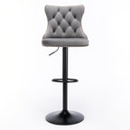 A&A Furniture,Swivel Velvet Barstools Adjusatble Seat Height from 25-33 Inch,17.7 inch base, Modern Upholstered Bar Stools with Backs Comfortable Tufted for Home Pub and Kitchen Island,Gray,Set of 2 - Grand Goldman Shop