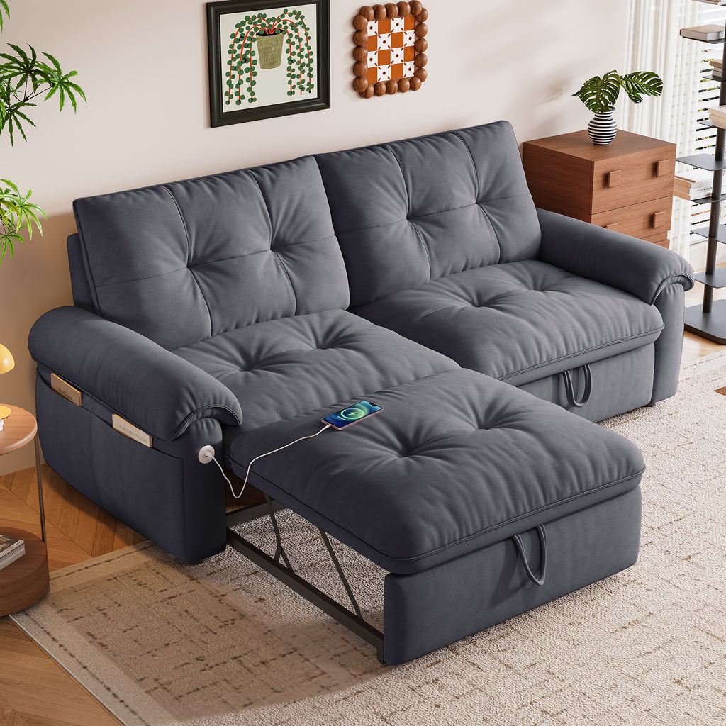 W3820S00027, a 77-inch convertible sofa bed, and a 2-in-1 piece suitable for both sitting and lying. Made of cloud-like fabric, it is applicable to living rooms, bedrooms and apart - Grand Goldman Shop