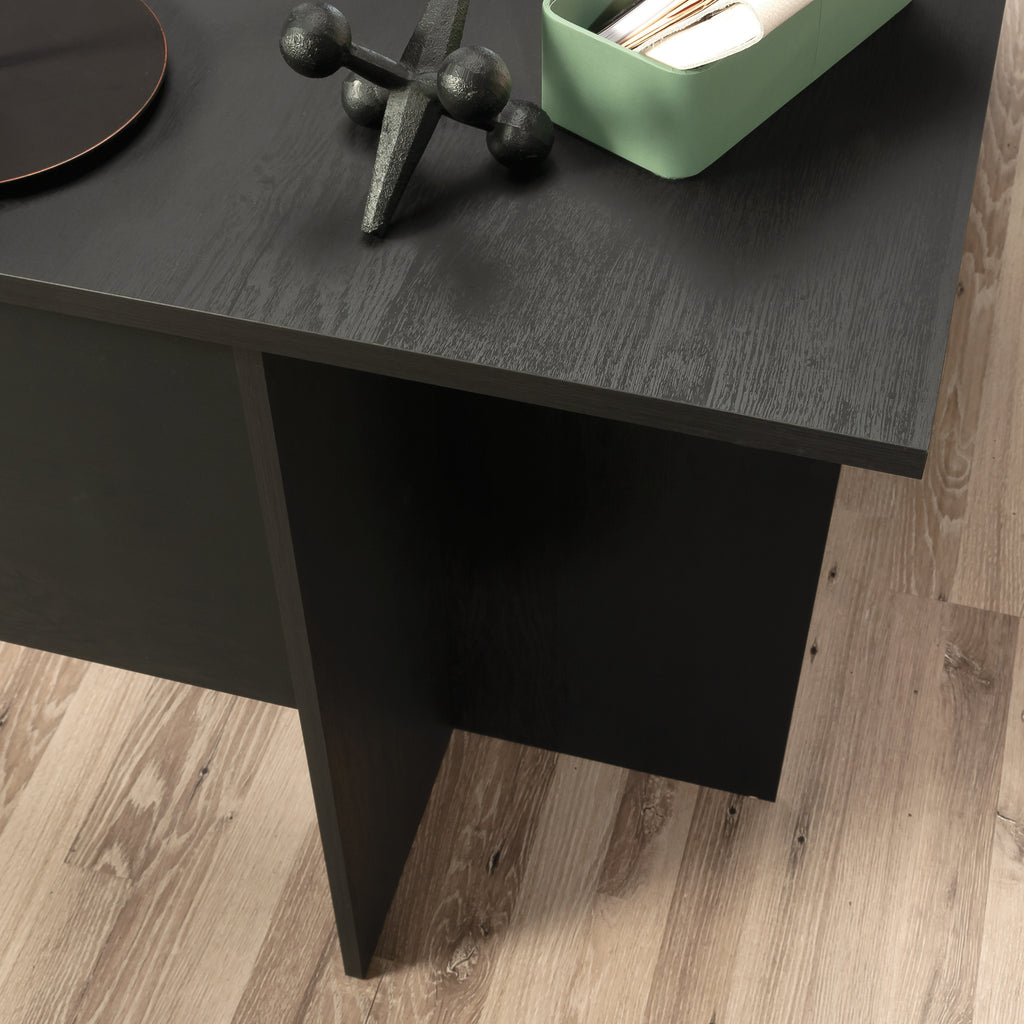 Traditional L-Shaped Desk with File Drawer, Black finish - Grand Goldman