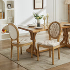 French Style Solid Wood Frame Antique Painting,Hand-pulled buckle decoration Velvet artificial leather Dining Chair with Nailhead Trim ,Wood Legs,Steel Spring inner,Set of 2,Beige,SW1739BG - Grand Goldman Shop
