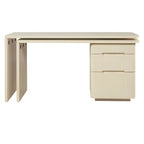 90' Modern L Shaped Desk in Natural Wood with 3 Drawers,360° Wood Rotating Desk,Executive Office Desk,Corner Desk,Office Stud