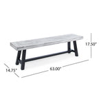 Tranquilizer Outdoor Acacia Wood Bench with Slat Panel Design, Sandblasted Light Gray + Black - Grand Goldman Shop