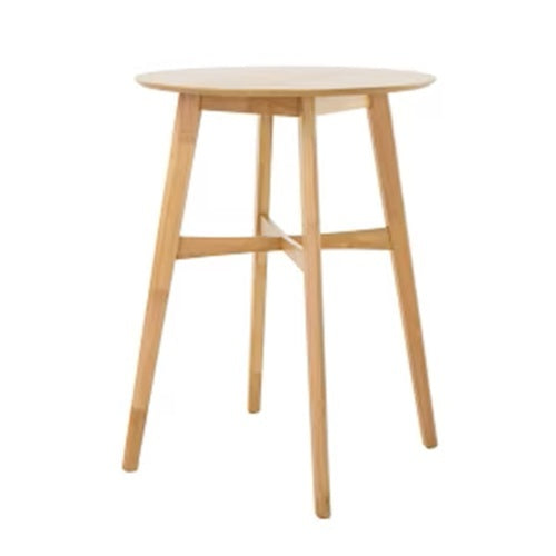 Mid-Century Modern Round Bar Table – 42' High Bar Table with Tapered Legs for Kitchen, Dining Room or Home Bar, Natural Oak - Grand Goldman Shop