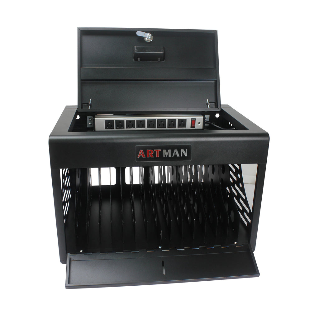 16 Bay Charging Cabinet for Laptop, Chromebook, Locking Charging Station-Black | Premium Home Decor - Grand Goldman