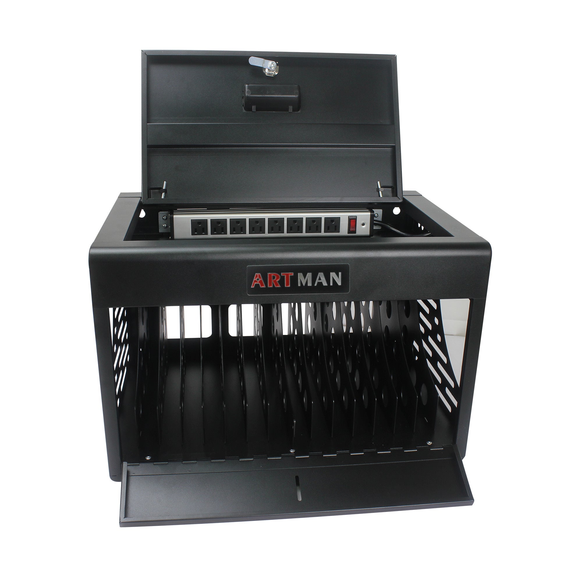 16 Bay Charging Cabinet for Laptop, Chromebook, Locking Charging Station-Black | Premium Home Decor - Grand Goldman