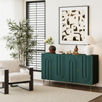 Modern Green Lacquered 4 Door Wooden Cabinet Sideboard Buffet Server Cabinet Storage Cabinet, for Living Room, Entryway, Hallway, Office, Kitchen and Dining Room - Grand Goldman Shop
