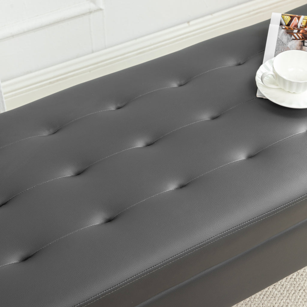 Storage Bench with Storage Bench for Bedroom End of Bed Bench Foot of Bed Bench Entryway Bench Storage Ottoman Bench 43.3' W x 17.7' Dark Grey Leather Bench - Grand Goldman Shop