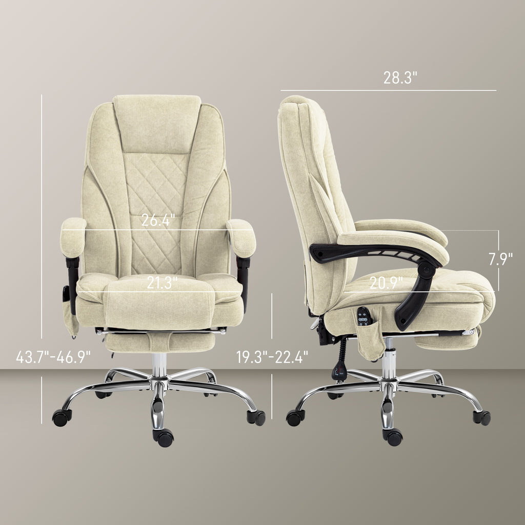 Vinsetto Massage Office Chair with Foot Rest, Executive Office Chair with 6 Vibration Point and Heat, Reclining Computer Chai