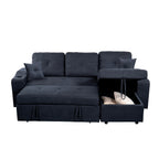 Right-facing sectional sofa with footrest, convertible corner sofa with armrest storage, living room and apartment sectional sofa, right chaise longue and  dark  grey - Grand Goldman Shop