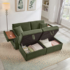 Comfortable Fluffy Corduroy Lazy Sofa, Storage Space for Big Loveseat, Super Soft Chaise Lounge with Double Ottomans and Table Board,Suitable for Chailiving - Grand Goldman Shop