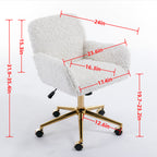 A&A Furniture Office Chair,Artificial rabbit hair Home Office Chair with Golden Metal Base,Adjustable Desk Chair Swivel Offic