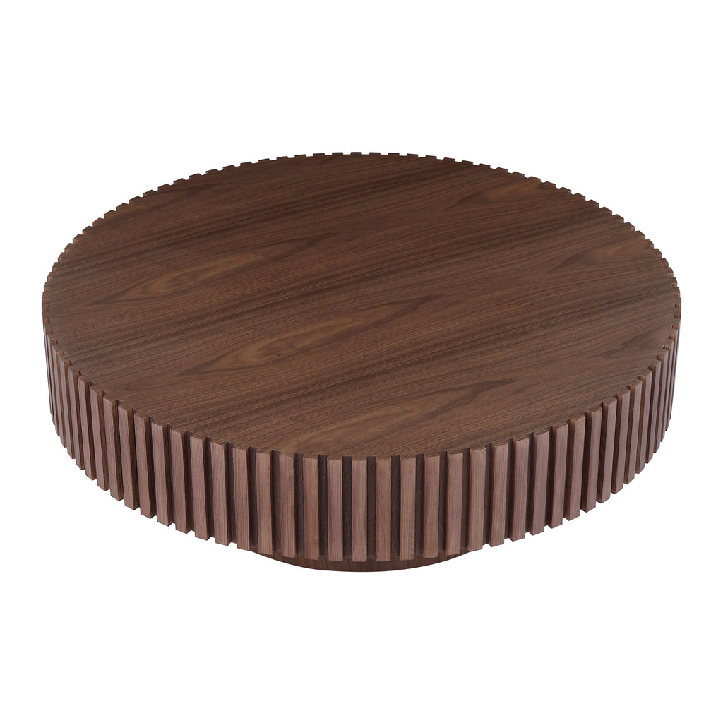 31.49'' Round Coffee Table Small Coffee Table for Apartment, Modern Living Room Coffee Table with Sturdy Pedestal,WALNUT (Same Sku:W876P243947) - Grand Goldman Shop