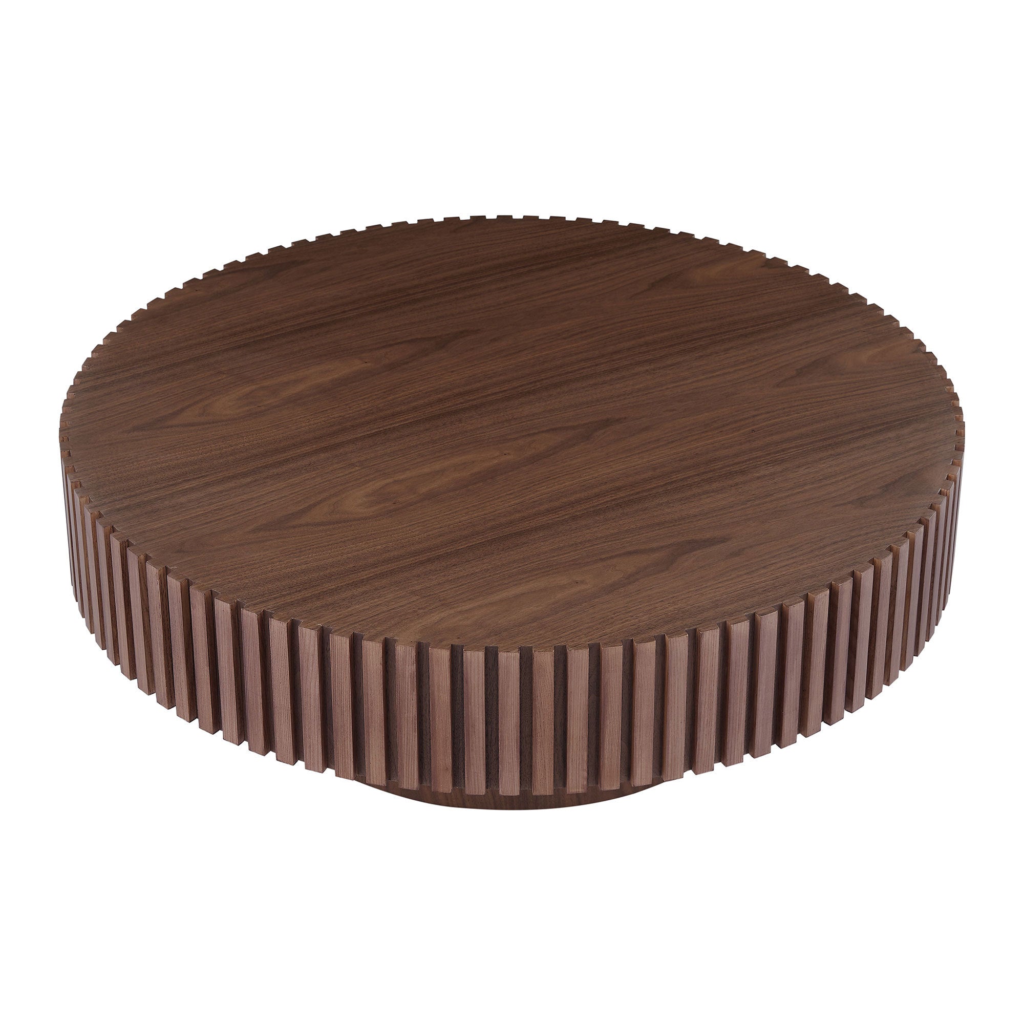 31.49'' Round Coffee Table Small Coffee Table for Apartment, Modern Living Room Coffee Table with Sturdy Pedestal,WALNUT (Same Sku:W876P243947) - Grand Goldman Shop