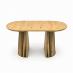 Wooden Dining Table, Flexible and Extendable, Multi-functional and Space-saving, Fashionable Oval Design and Slatted Table Legs, Tea Table or Office Desk, Beautiful and Practical - Grand Goldman Shop
