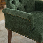 Upholstered Chenille Fabric Accent Dining Chair, Curved Solid Wood Legs, Elegant Tufted Club Dining Room Kitchen Room Arm Dining Chair, Single Pack,Olive Green,SW1895OL - Grand Goldman Shop