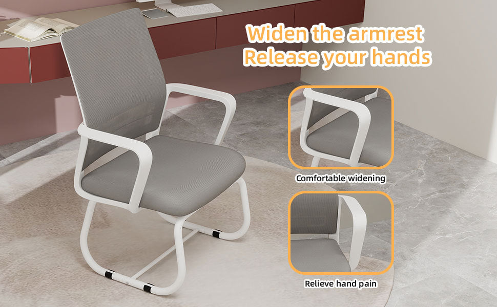 Minimalist Modern Office Chair with Metal Frame, Soft Mesh Backrest, White+Gray, for Home and Office Use - Grand Goldman