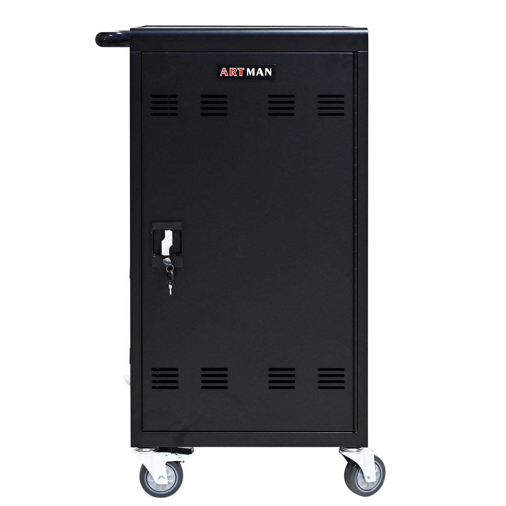 45 Bay Mobile School Charging Cart Station for Chromebook, Tablet and Laptop Computer with Power Strip Included - Black - Gra