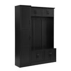 VIBE HAUS 79'' Tall Modern Hall Tree with Shoe Storage, 4-in-1 Entryway Bench with 6 Cabinets, 4 Coat Hooks & Adjustable Shelf for Hallway, living room, Black - Grand Goldman Shop