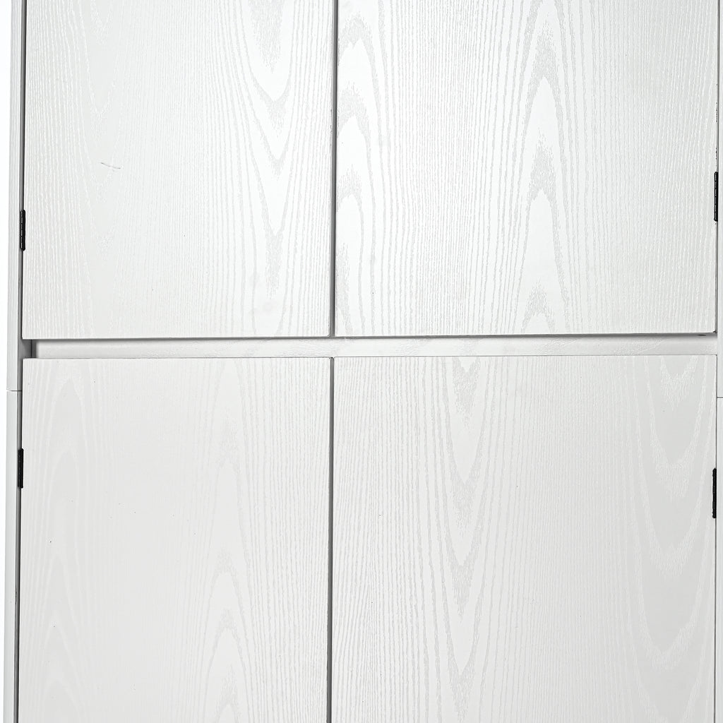 K&K 72' Tall Farmhouse Kitchen Pantry Cabinet with 8 Door Shelves, Curved Design Storage Cabinet with 3 Adjustable Shelves, Hidden Drawer, Versatile Cupboard for Kitchen, Dining & Bathroom, White - Grand Goldman Shop