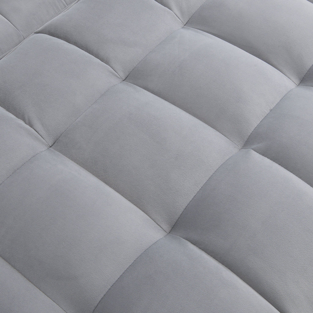 Modern Velvet Loveseat Futon Sofa Couch with Pullout Bed, Adjustable Backrest, Toss Pillows, Light Gray - Grand Goldman Shop