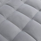 Modern Velvet Loveseat Futon Sofa Couch with Pullout Bed, Adjustable Backrest, Toss Pillows, Light Gray - Grand Goldman Shop