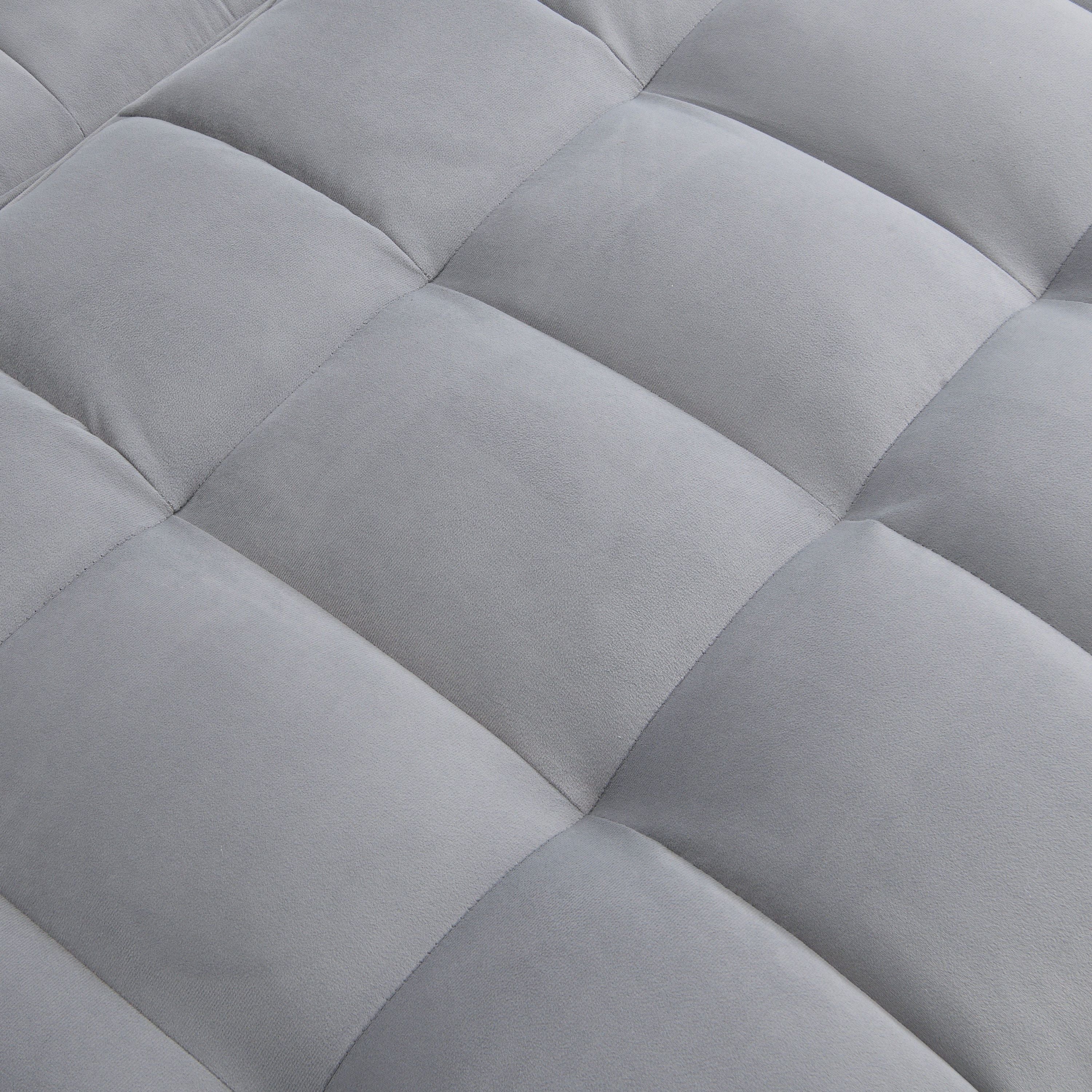 Modern Velvet Loveseat Futon Sofa Couch with Pullout Bed, Adjustable Backrest, Toss Pillows, Light Gray - Grand Goldman Shop