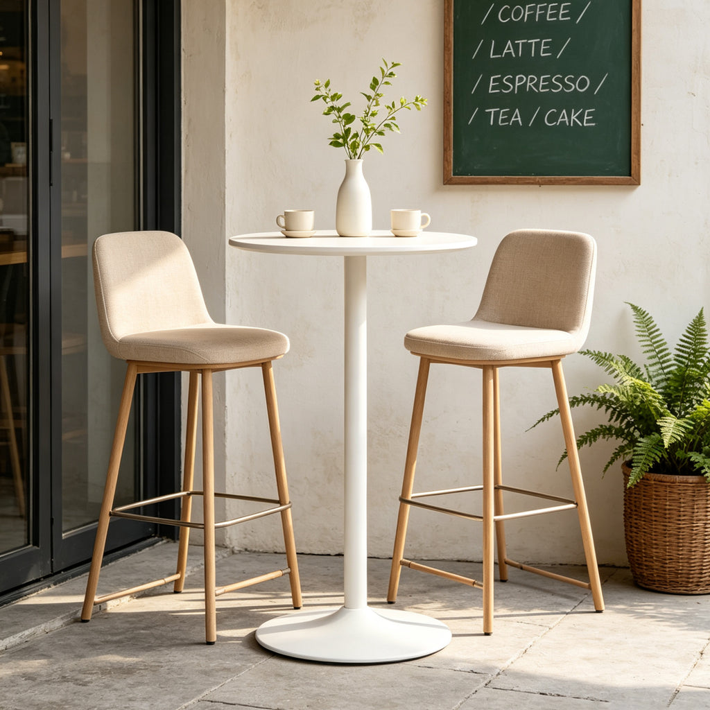 White Round Bar  Table, modern dining table, dining table, MDF tabletop and iron-painted matte base, round dining table, medieval living room coffee table (24 inches), family kitchen, small space - Grand Goldman Shop
