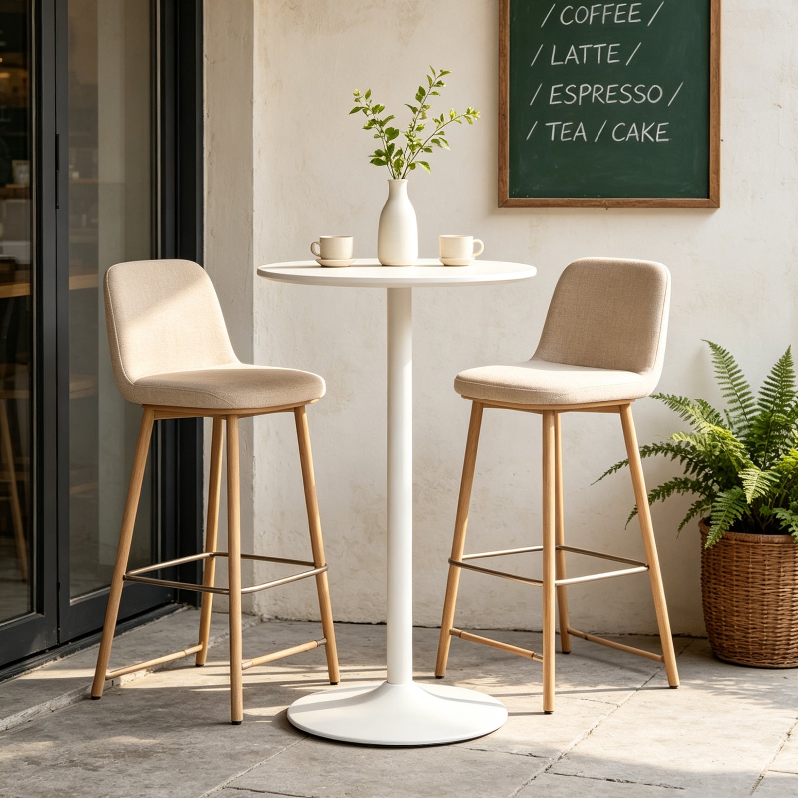 White Round Bar  Table, modern dining table, dining table, MDF tabletop and iron-painted matte base, round dining table, medieval living room coffee table (24 inches), family kitchen, small space - Grand Goldman Shop