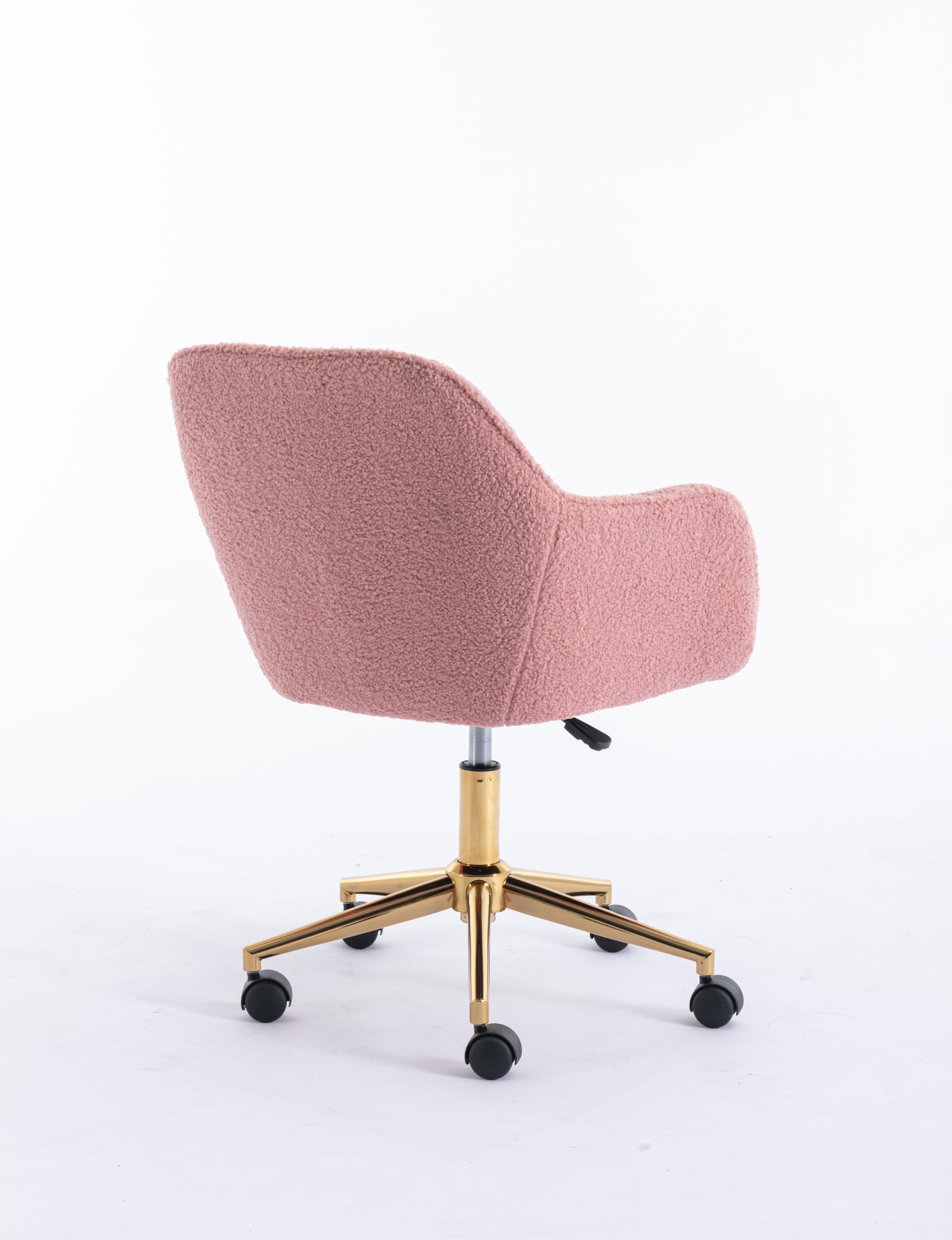 Modern Teddy Fabric Material Adjustable Height 360 Revolving Home Office Chair With Gold Metal Legs And Universal Wheel For I