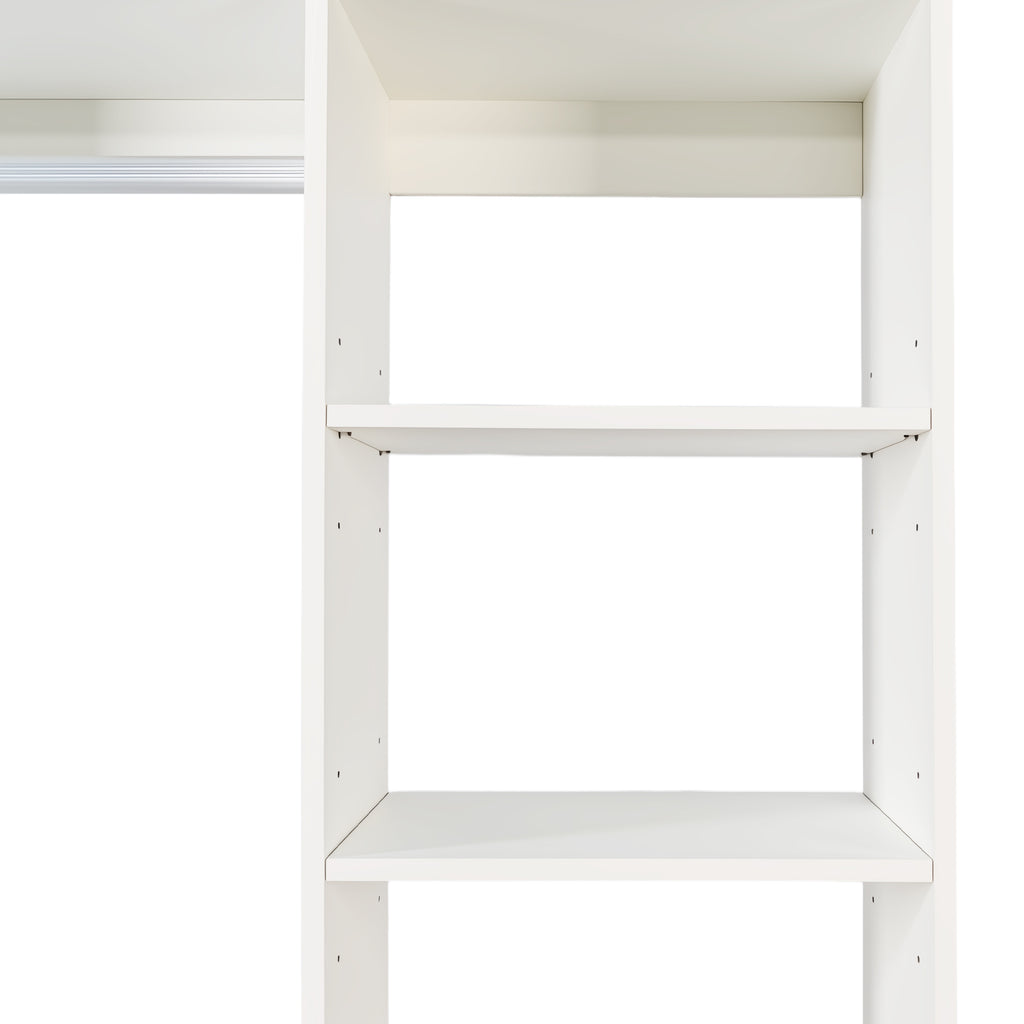 Freestanding Closet System,  Stand-Alone Wardrobe with 6 open Shelves,74.8'' Heigh Closetwith 1 Wood Drawers, Wood Walk-in Closet with 2 Hanging Rod, White - Grand Goldman Shop