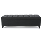 Glouster Contemporary Storage Ottoman V2 with Button-Tufted Diamond Stitching in Dark Gray Fabric - Grand Goldman Shop