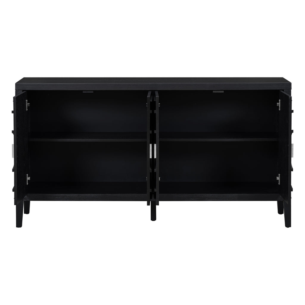 TREXM Retro Sideboard door with Circular Groove Design Round Metal Door Handle for Entrance, Dinning Room, Living Room (Black) - Grand Goldman Shop