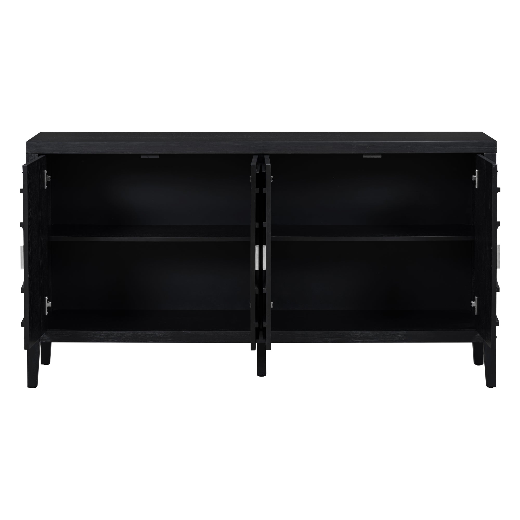 TREXM Retro Sideboard door with Circular Groove Design Round Metal Door Handle for Entrance, Dinning Room, Living Room (Black) - Grand Goldman Shop